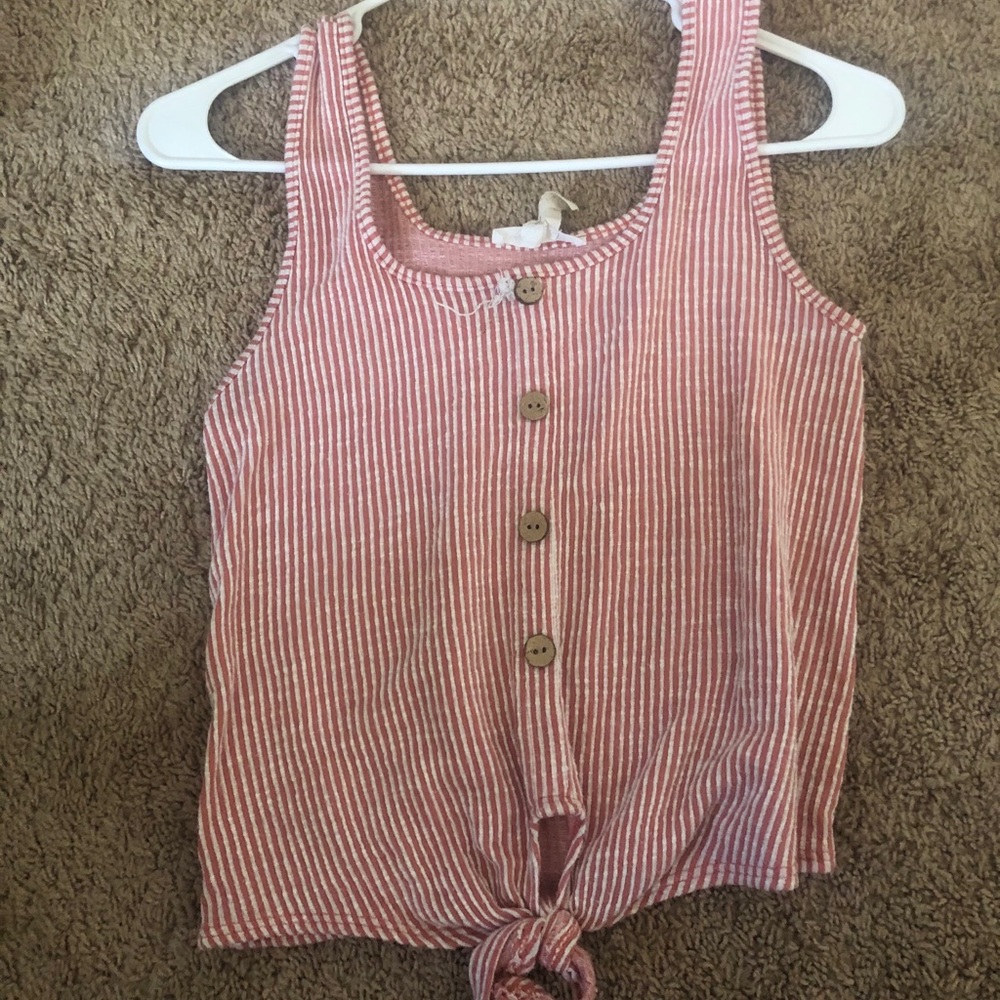 Red and white striped Tank top with tie